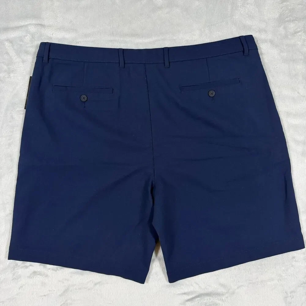 NWT Alfani Alfatech Stretch Tech Shorts 40 Navy Flat Front Golf Smart Casual
